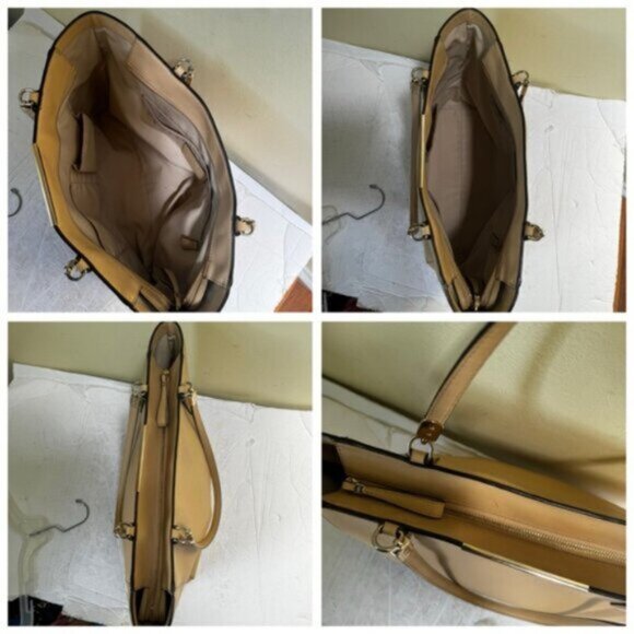 Coach Madison East West Saffiano Leather Tote Shoulder Bag Shopper Tan Neutral - Picture 8 of 15